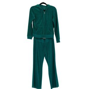 6 NY & C Green Velour 2 Piece Track Suit Size Medium